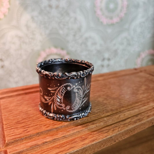 Vintage Ornate Engraved Silver-Tone Napkin Ring