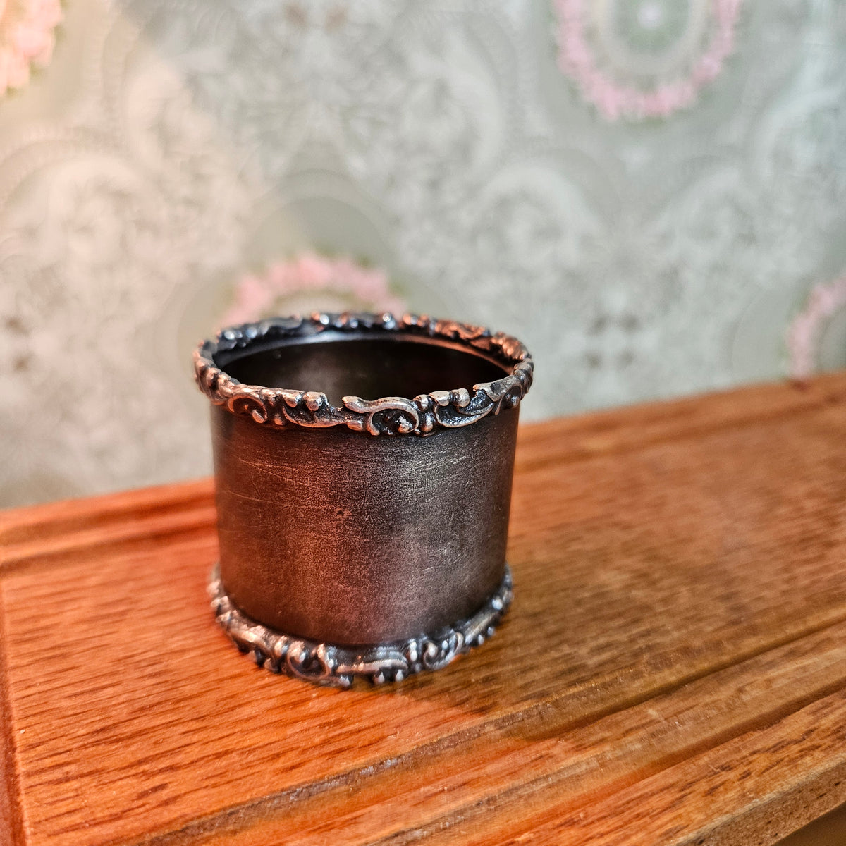 Vintage Ornate Engraved Silver-Tone Napkin Ring