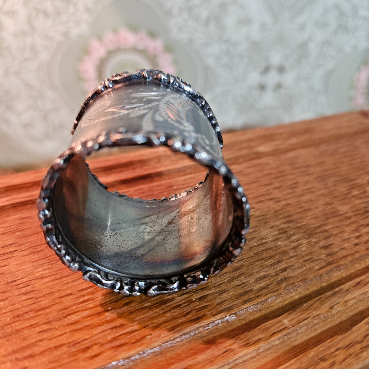 Vintage Ornate Engraved Silver-Tone Napkin Ring