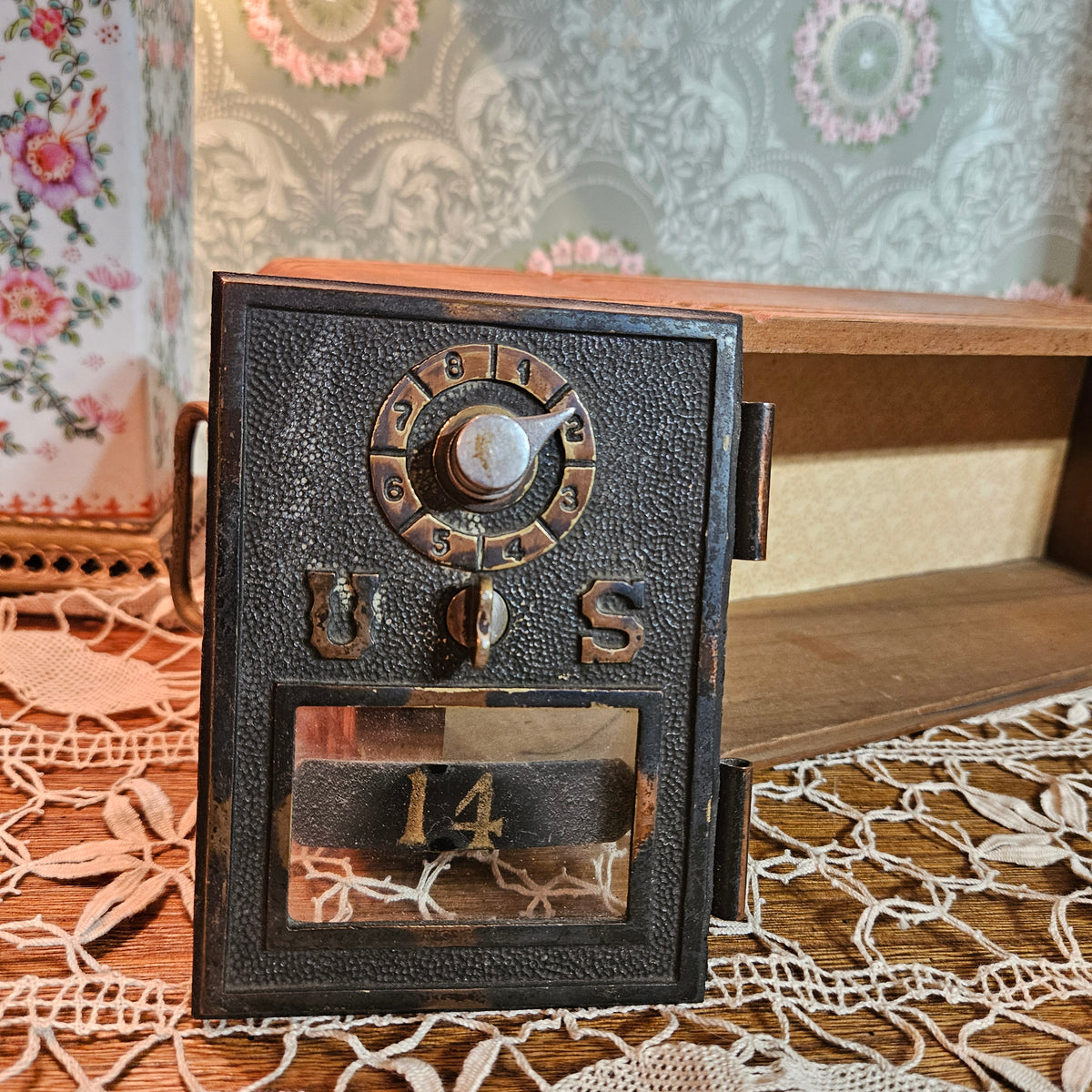 Vintage U.S. Post Office Box Door No. 14 Combination Lock