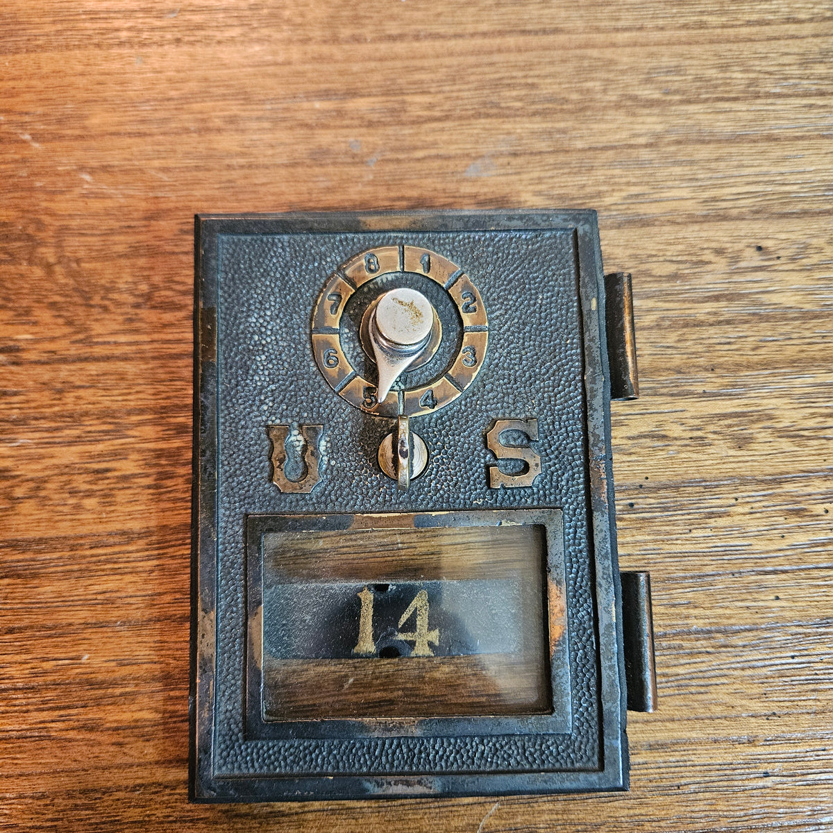 Vintage U.S. Post Office Box Door No. 14 Combination Lock