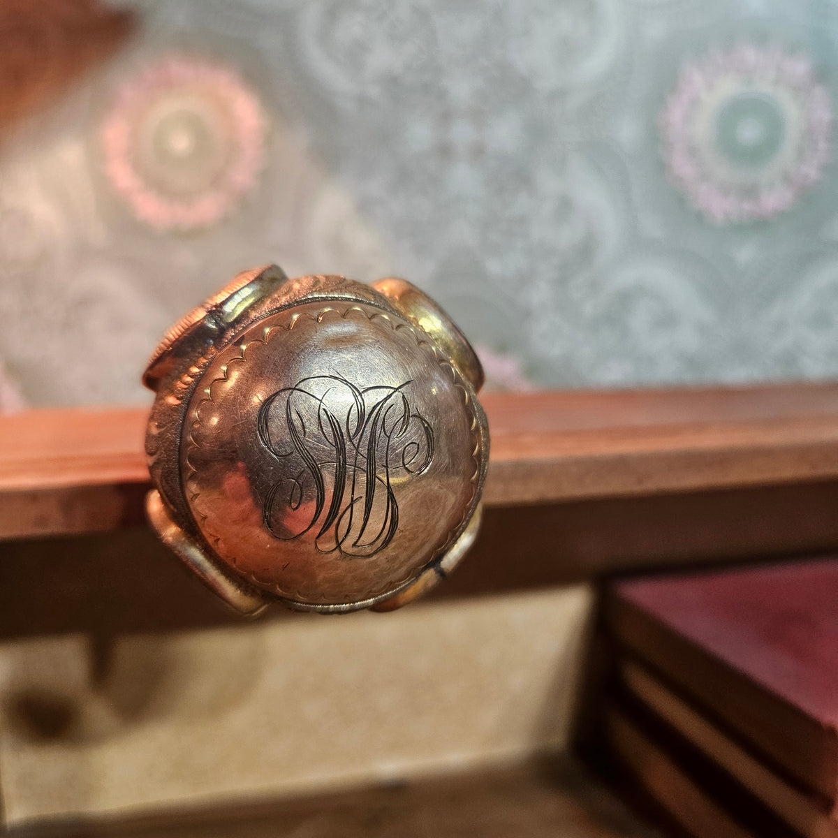 Mother of Pearl Engraved Parasol Handle 10 Inch