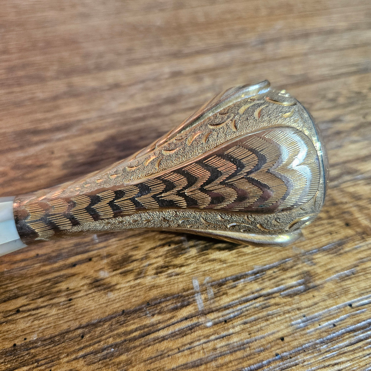 Mother of Pearl Engraved Parasol Handle 10 Inch