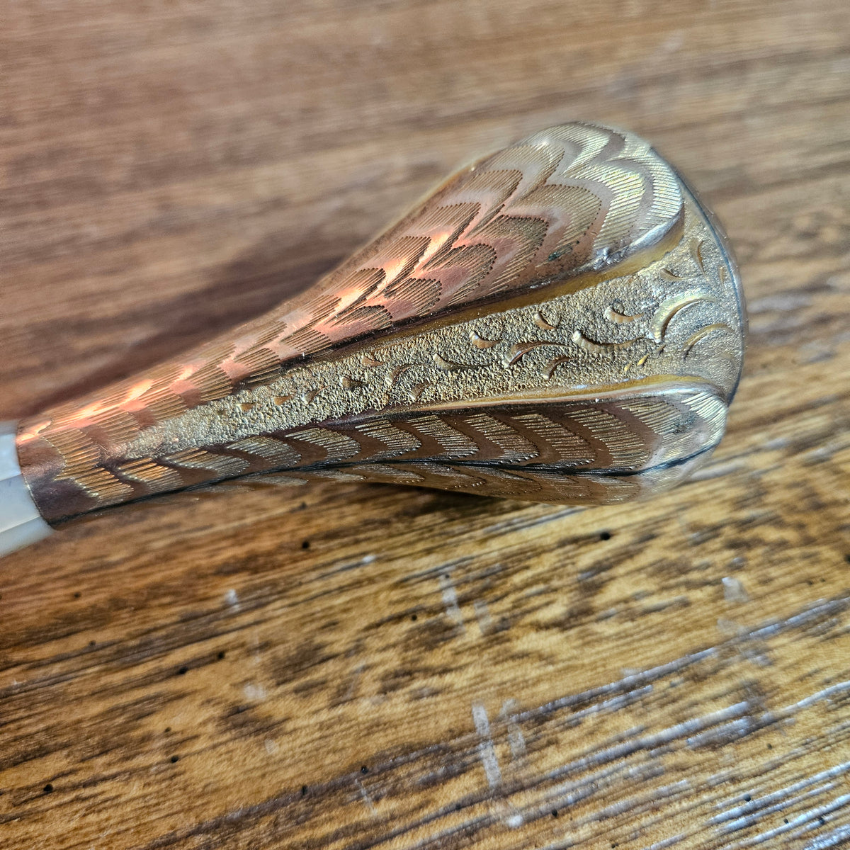 Mother of Pearl Engraved Parasol Handle 10 Inch