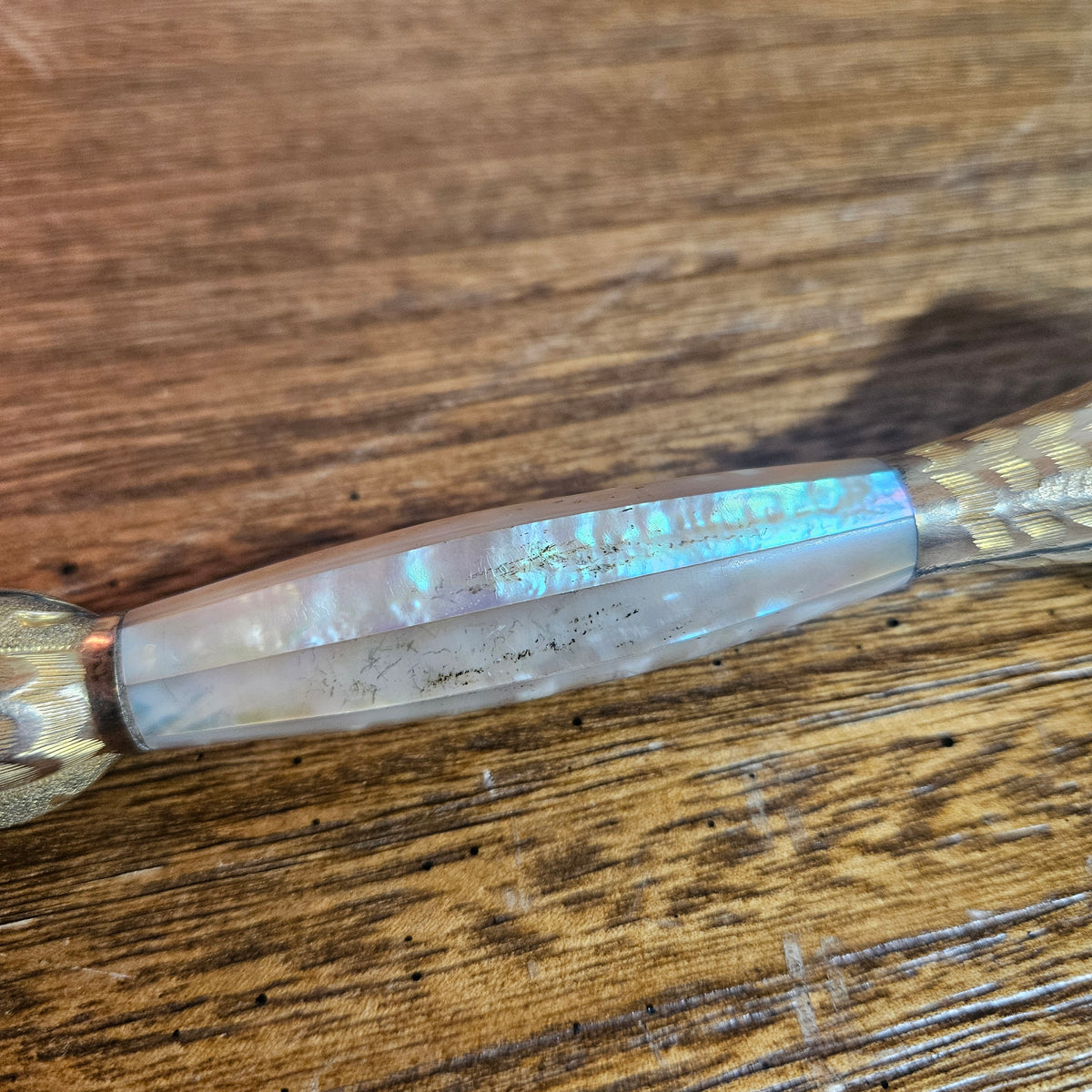 Mother of Pearl Engraved Parasol Handle 10 Inch