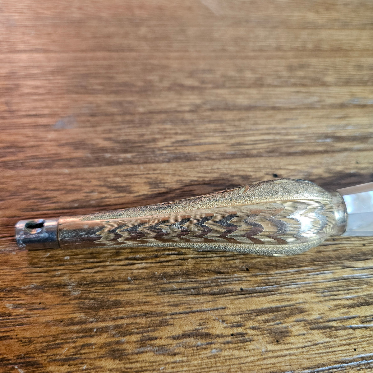 Mother of Pearl Engraved Parasol Handle 10 Inch