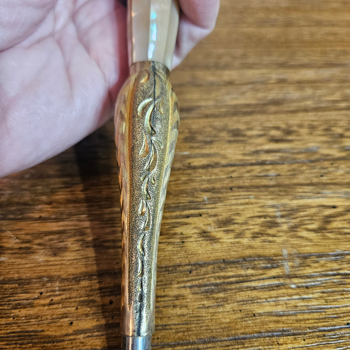 Mother of Pearl Engraved Parasol Handle 10 Inch