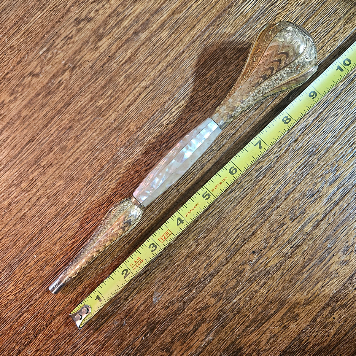 Mother of Pearl Engraved Parasol Handle 10 Inch