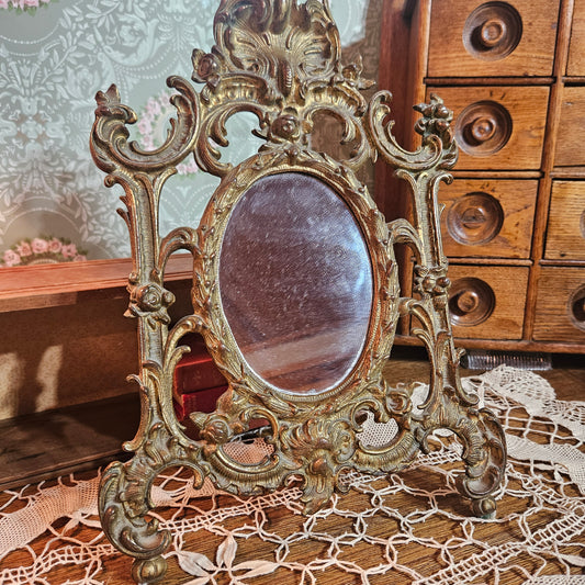Rococo Gilt Metal Tabletop Vanity Mirror