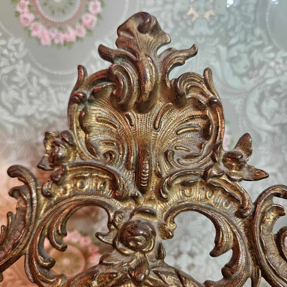 Rococo Gilt Metal Tabletop Vanity Mirror