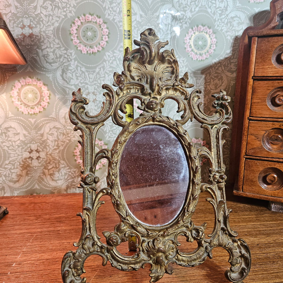Rococo Gilt Metal Tabletop Vanity Mirror