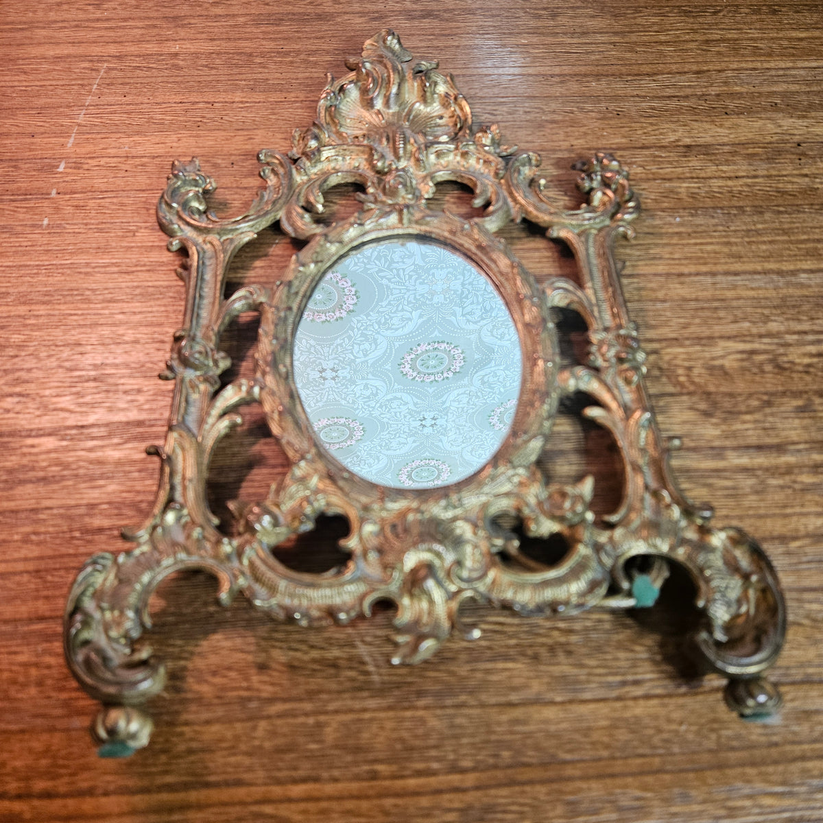 Rococo Gilt Metal Tabletop Vanity Mirror