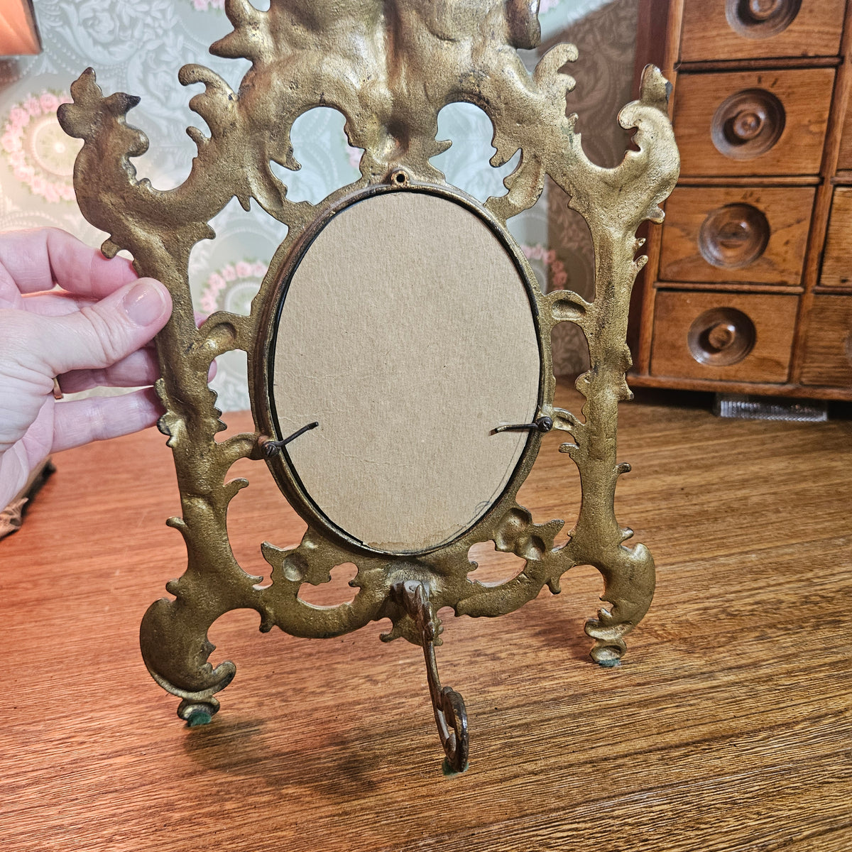 Rococo Gilt Metal Tabletop Vanity Mirror