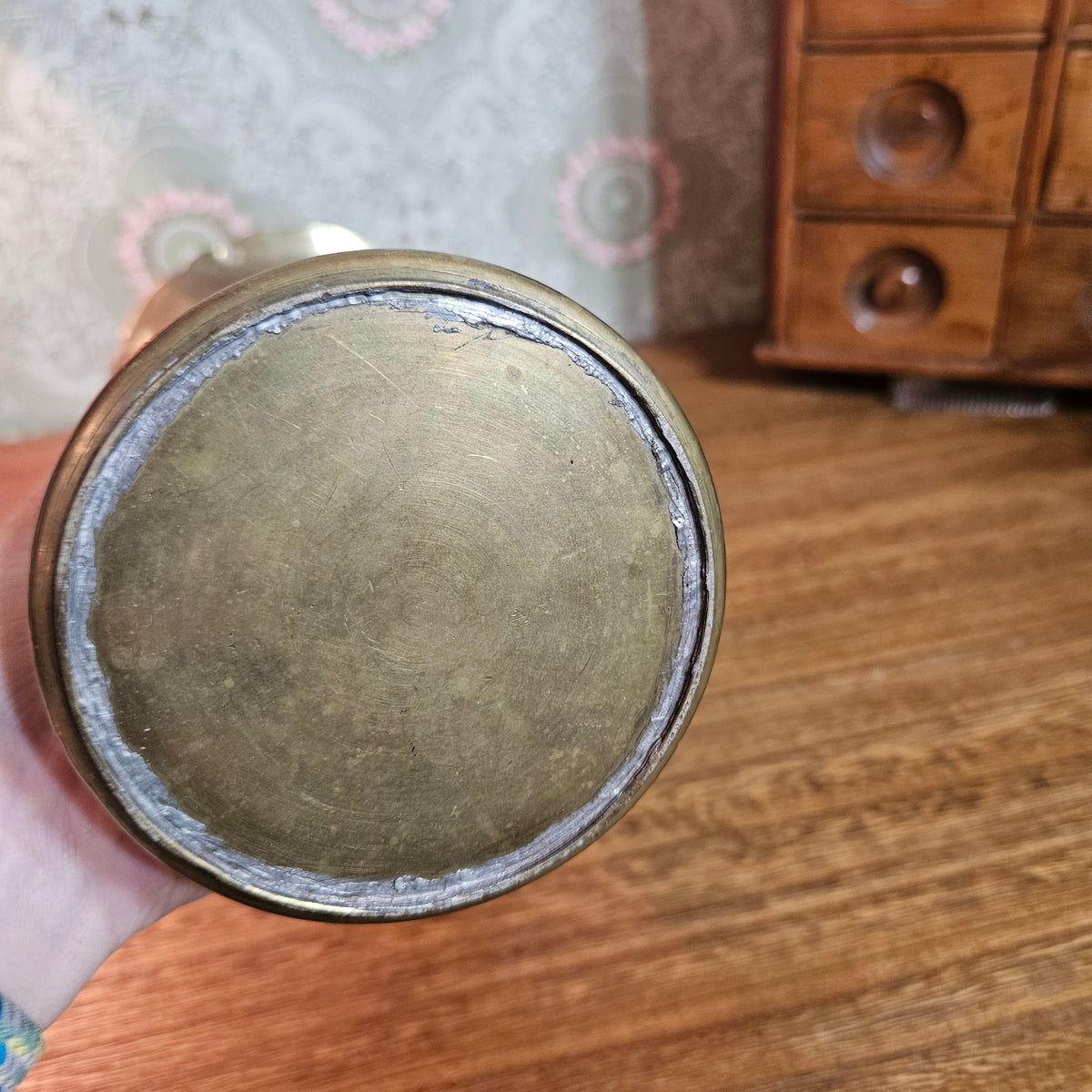 Art Nouveau Style Brass Iris Vase 10 Inch