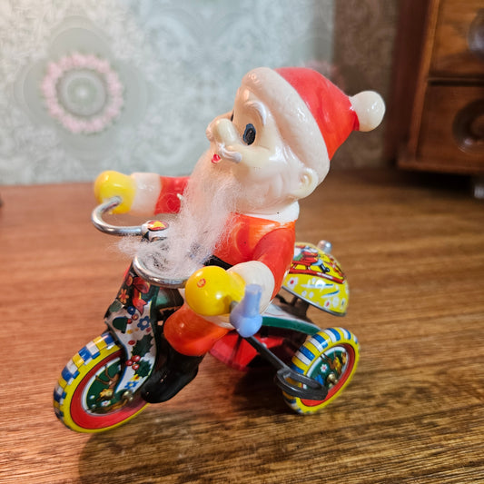 Wind-Up Santa Tricycle Toy with Bell