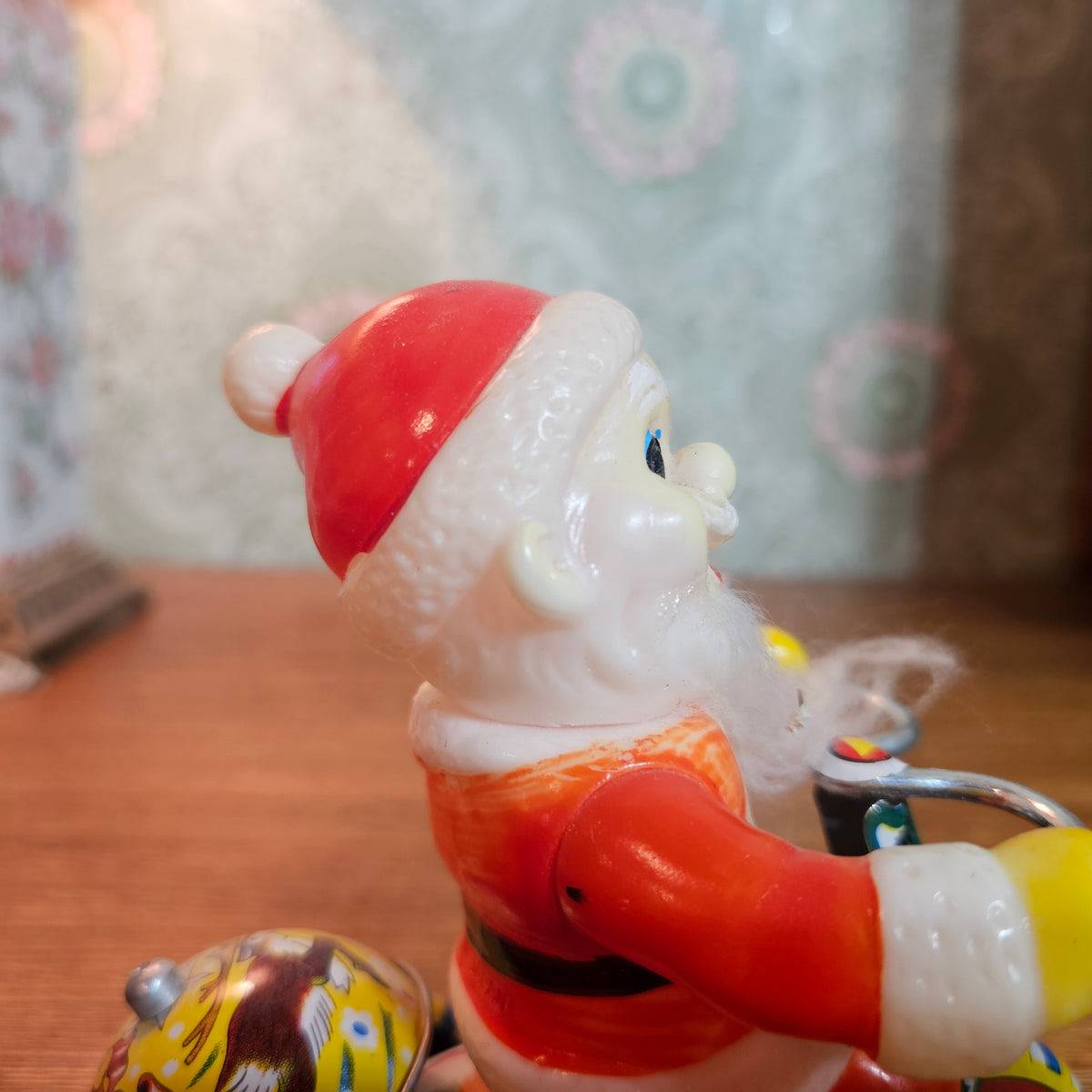 Wind-Up Santa Tricycle Toy with Bell