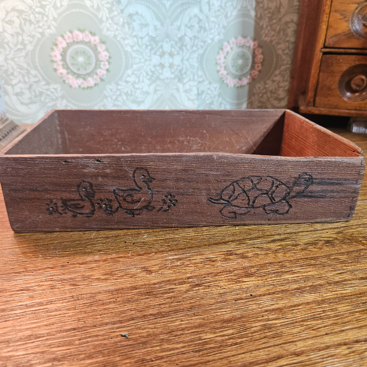 Pyrography Peacock Wooden Box