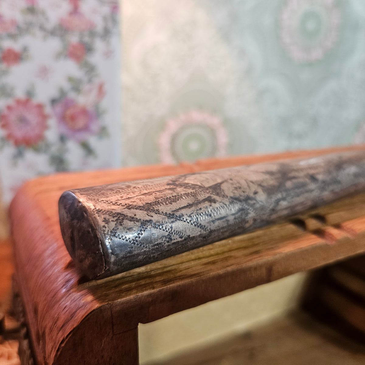 Engraved Metal Parasol Handle 13 Inch