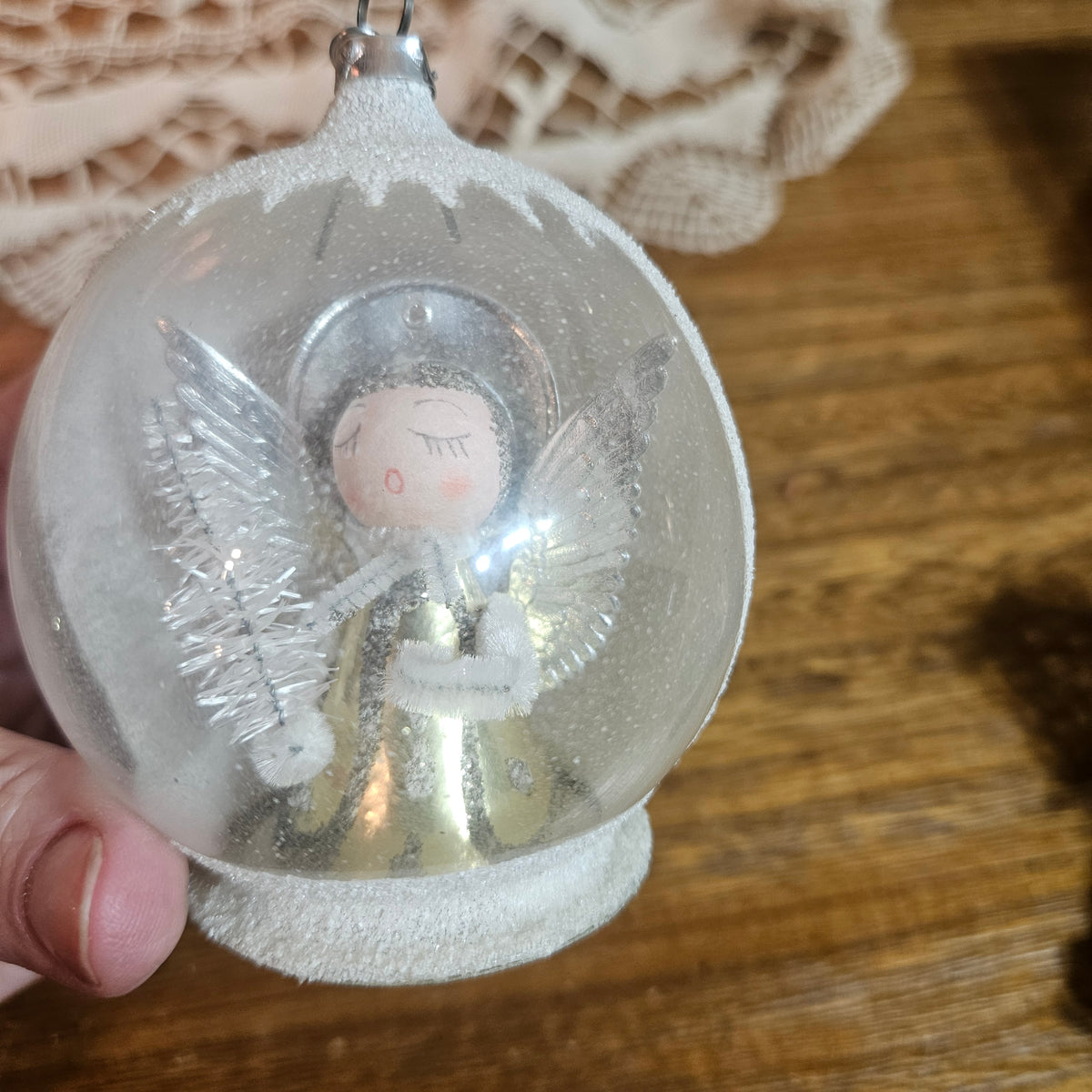 Glass Diorama Angel Christmas Ornament
