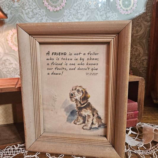 Buzza Motto Dog Friendship Print in Wood Frame