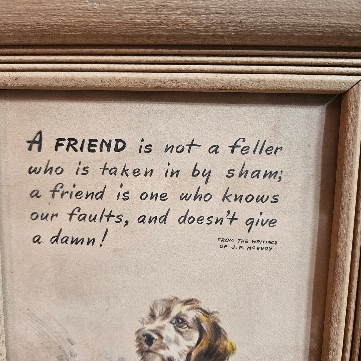 Buzza Motto Dog Friendship Print in Wood Frame