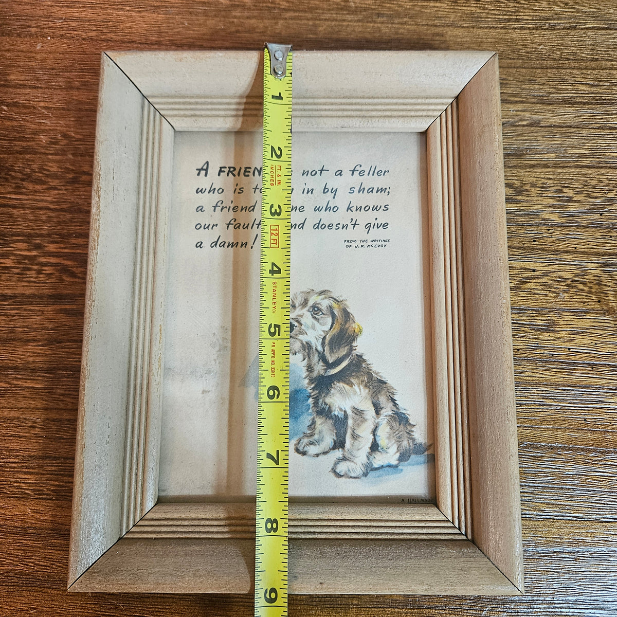 Buzza Motto Dog Friendship Print in Wood Frame