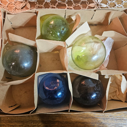 Vintage Hand-Blown Glass Fishing Floats Set of 5