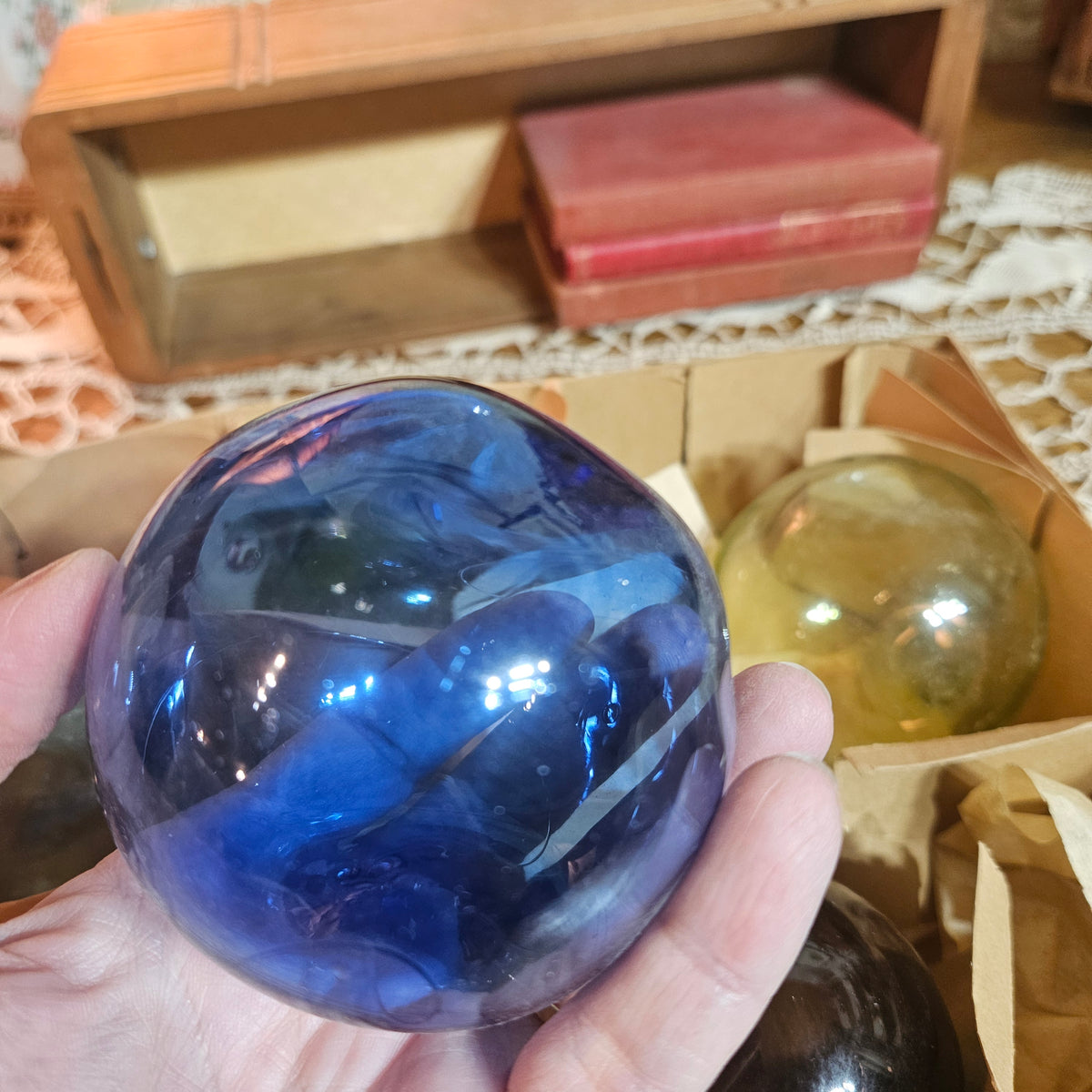 Vintage Hand-Blown Glass Fishing Floats Set of 5