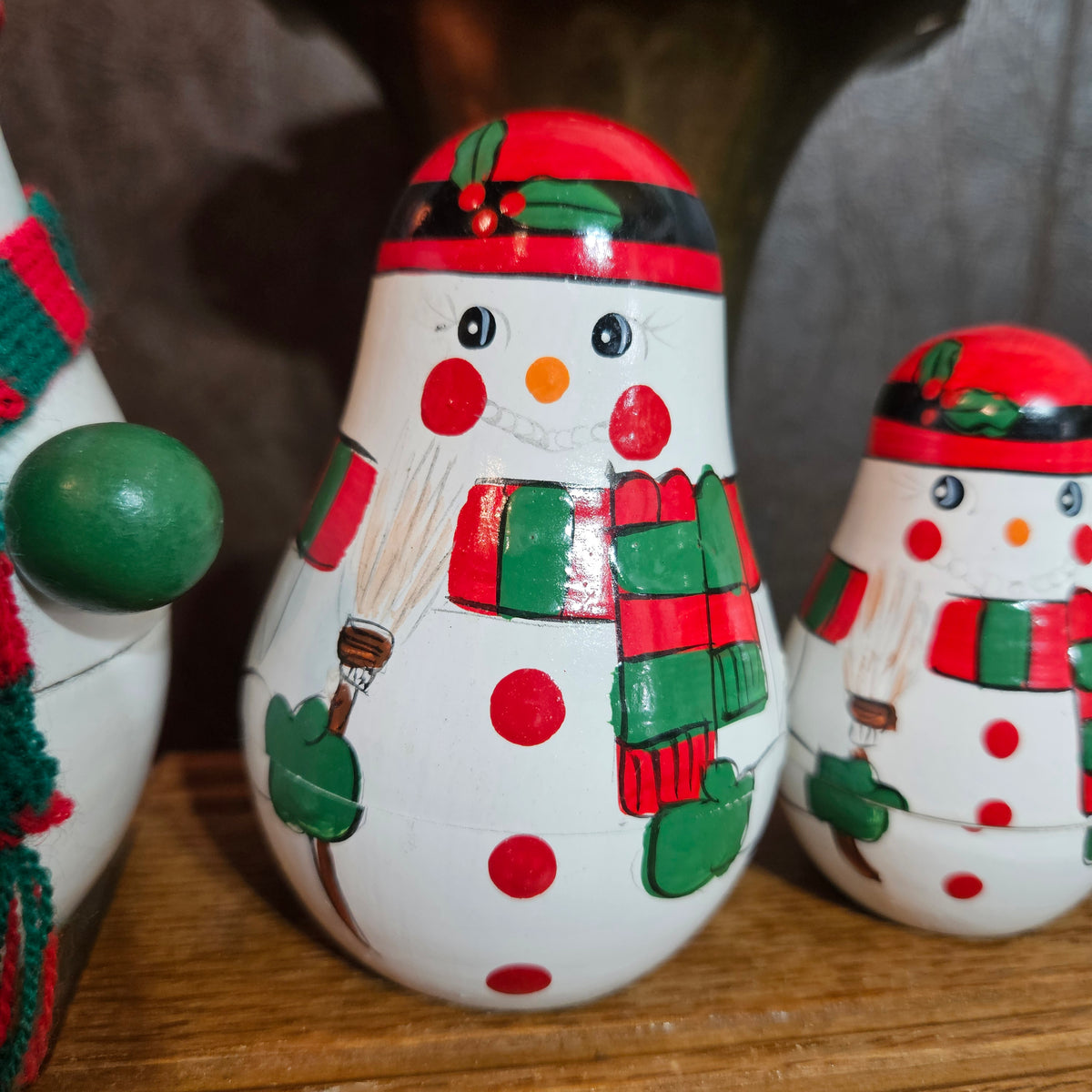 Wooden Snowman Nesting Dolls Set of 5
