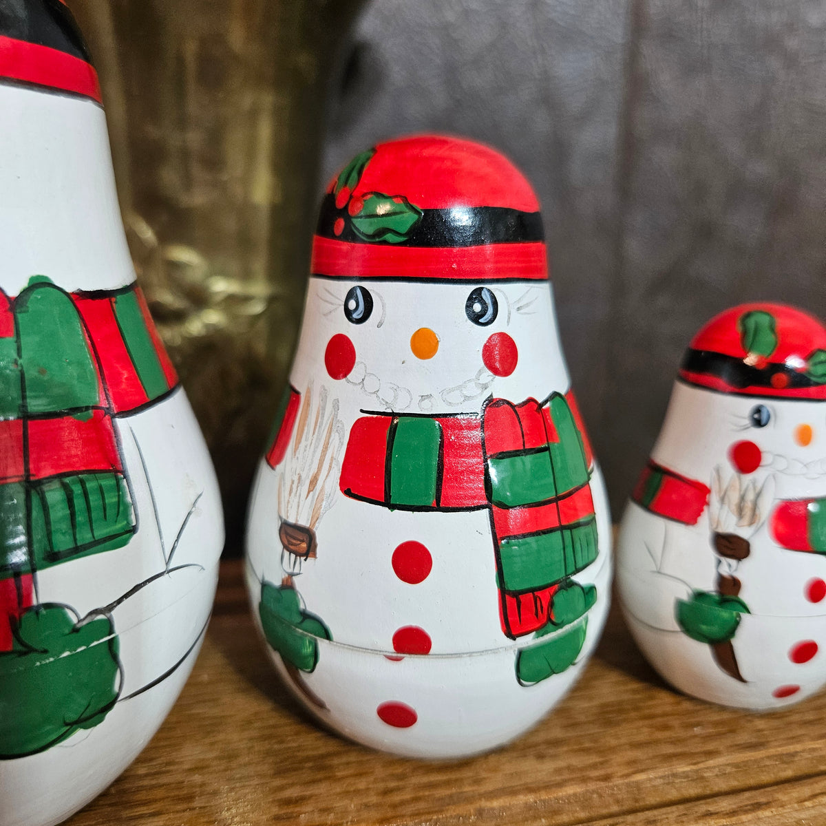 Wooden Snowman Nesting Dolls Set of 5