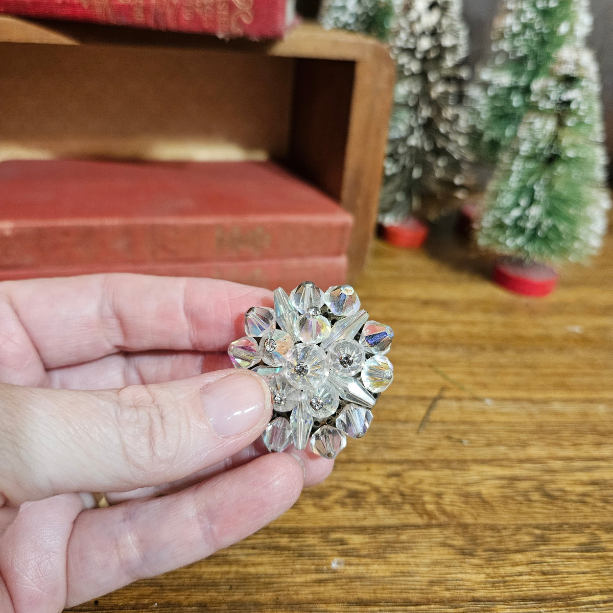 Aurora Borealis Crystal Cluster Brooch
