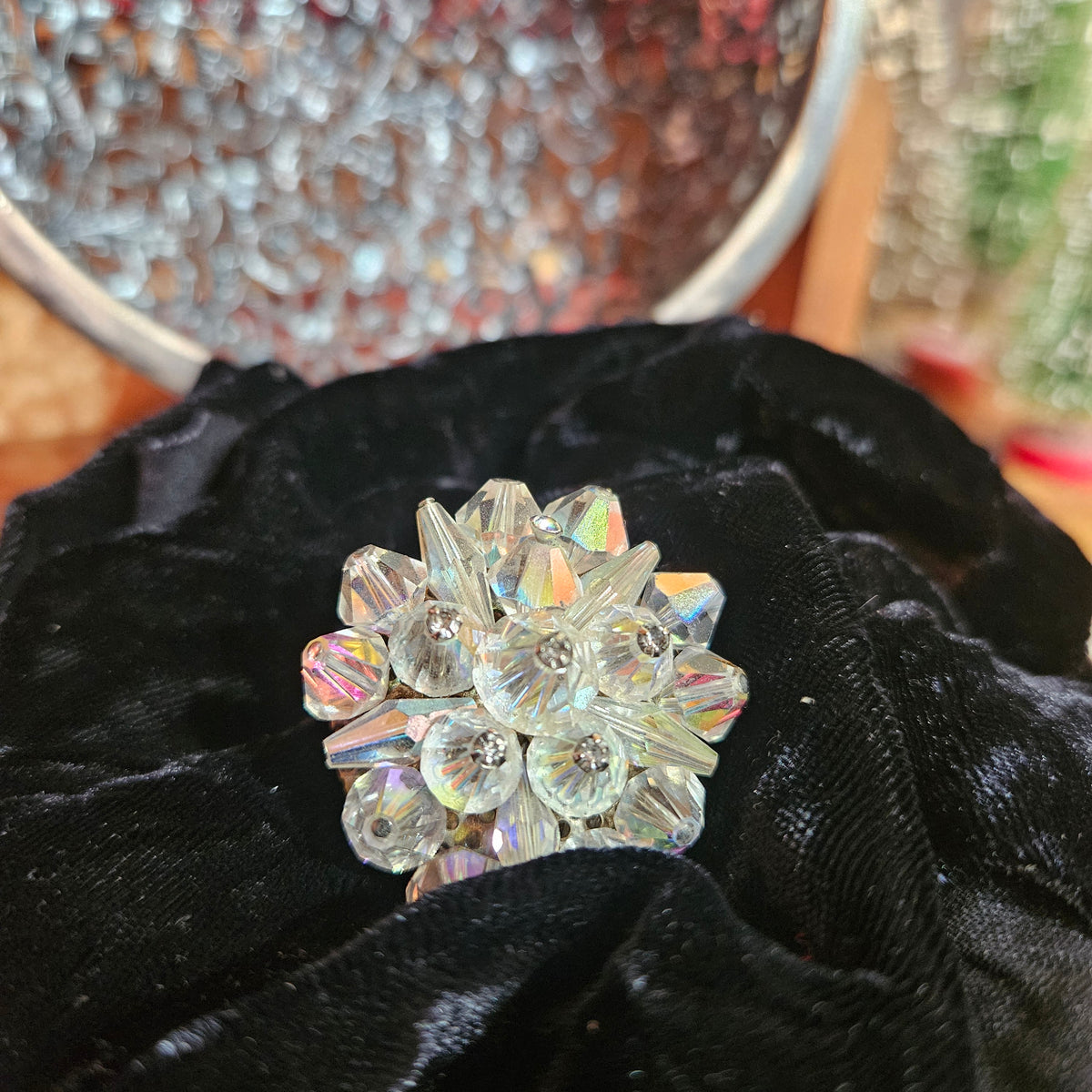 Aurora Borealis Crystal Cluster Brooch