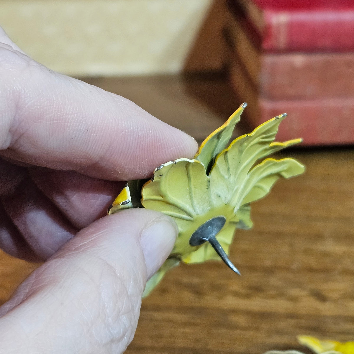 Pair of Vintage Yellow Floral Candle Pins