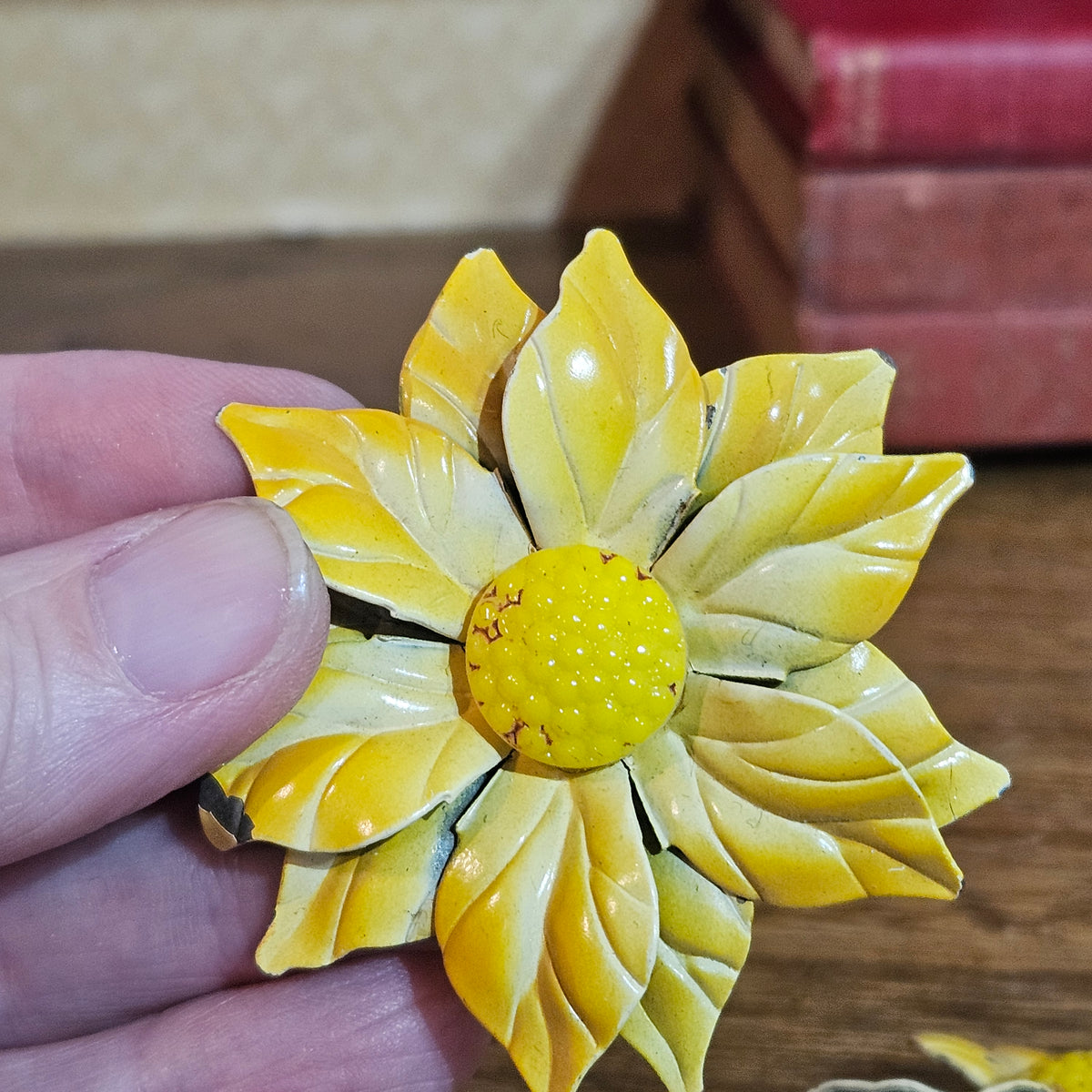Pair of Vintage Yellow Floral Candle Pins