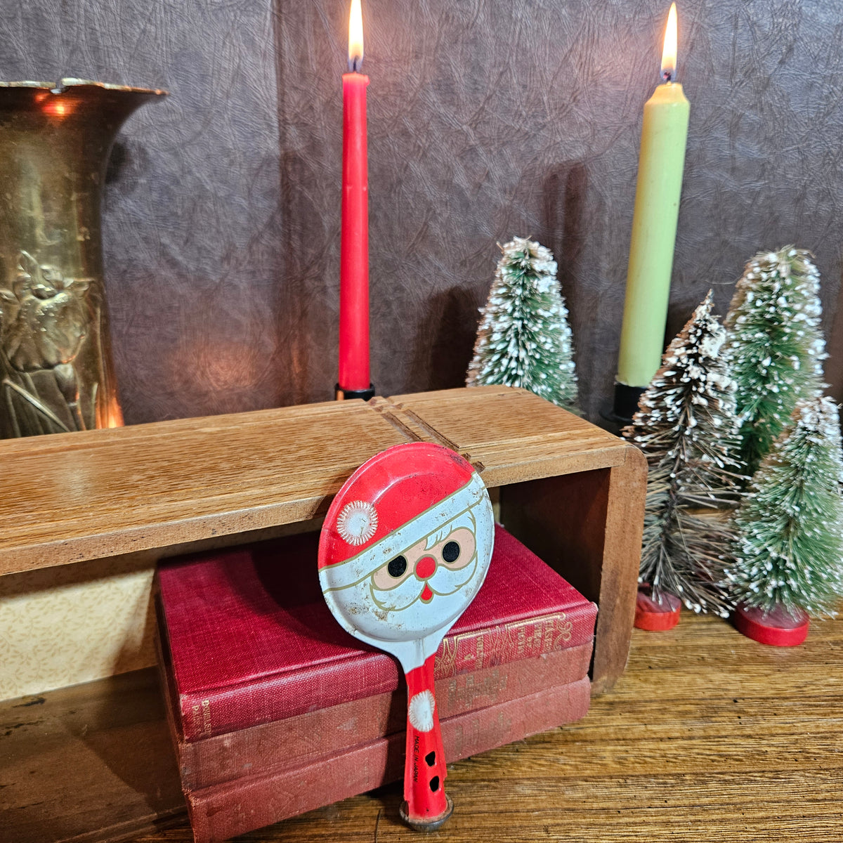Made in Japan Tin Santa Christmas Noisemaker
