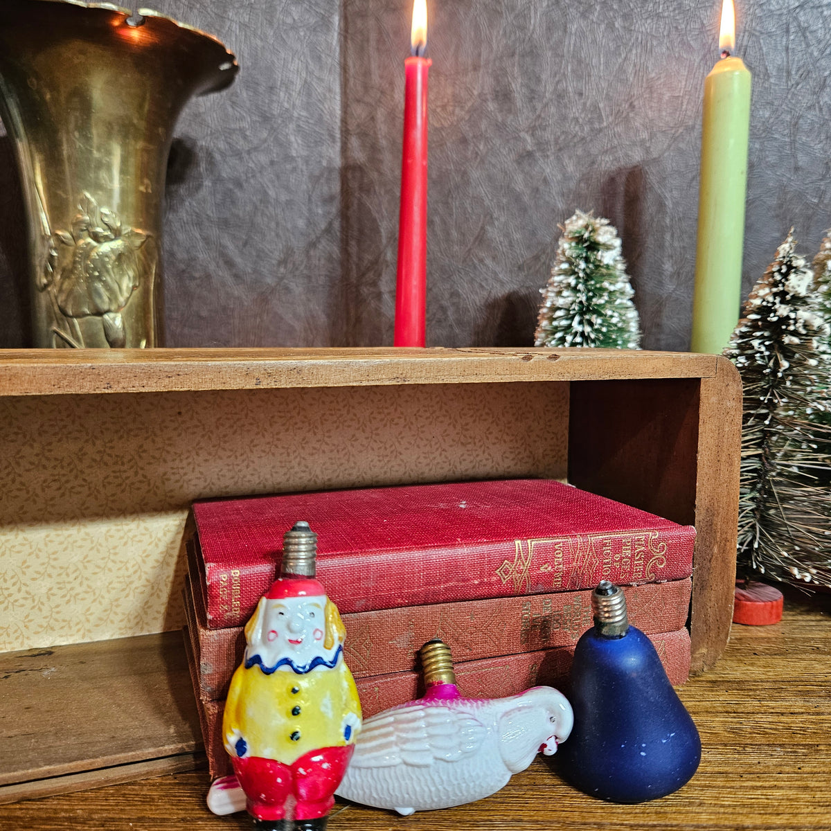 Set of 3 Vintage Figural Christmas Light Bulbs Untested