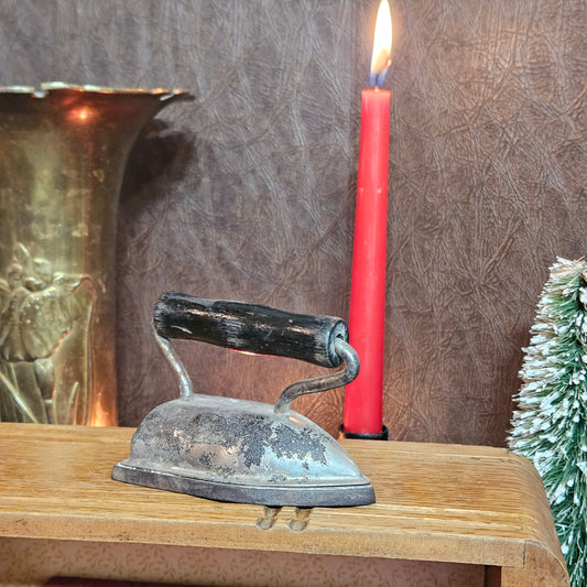 Miniature Metal Sad Iron with Wood Handle