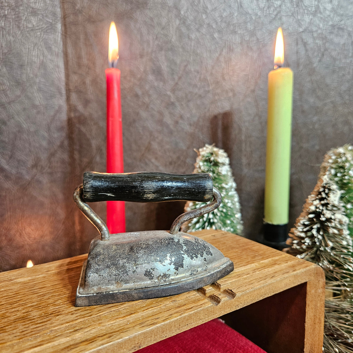Miniature Metal Sad Iron with Wood Handle