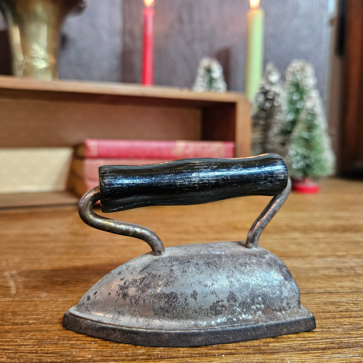 Miniature Metal Sad Iron with Wood Handle