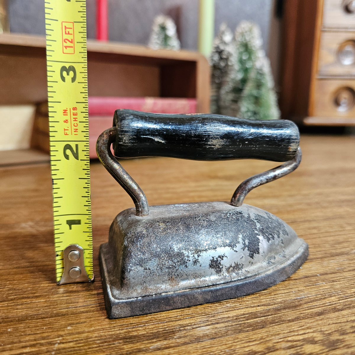 Miniature Metal Sad Iron with Wood Handle