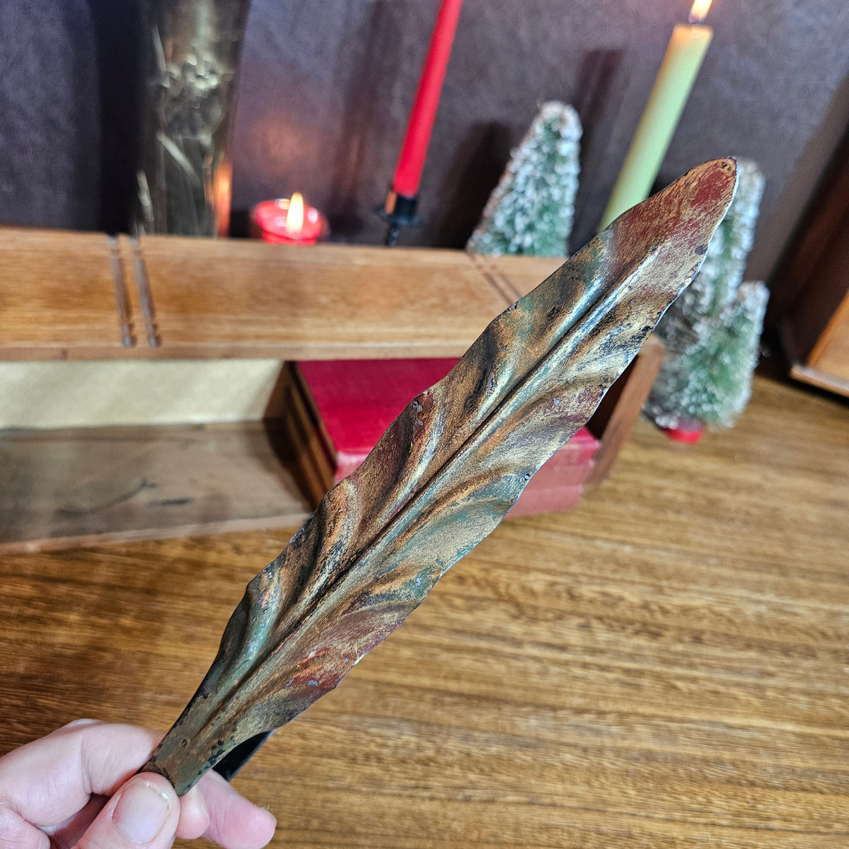 Pair Vintage Cast Metal Leaf Curtain Tiebacks Holdbacks