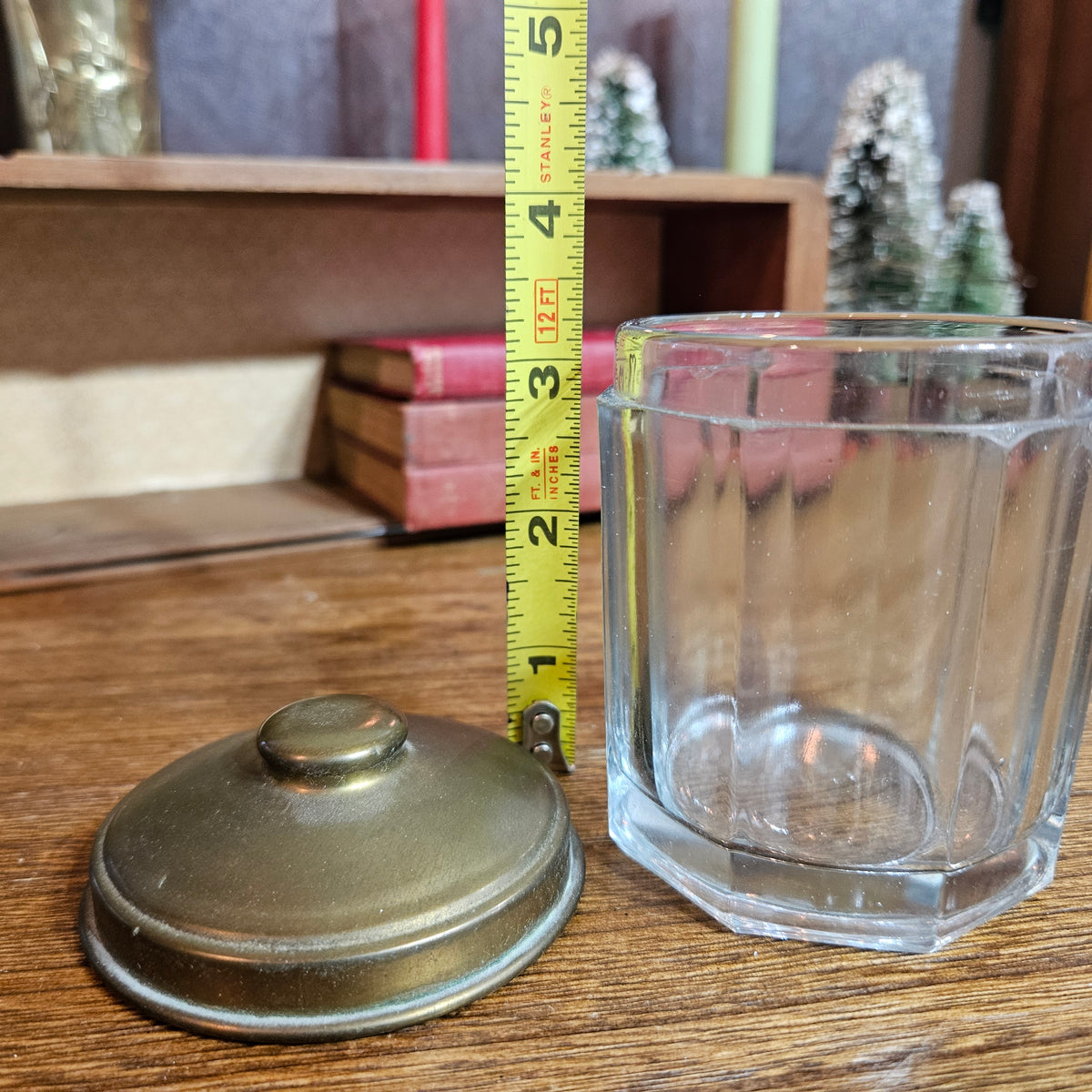 Faceted Glass Storage Jar with Metal Lid