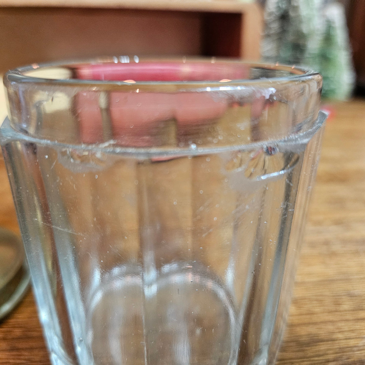 Faceted Glass Storage Jar with Metal Lid