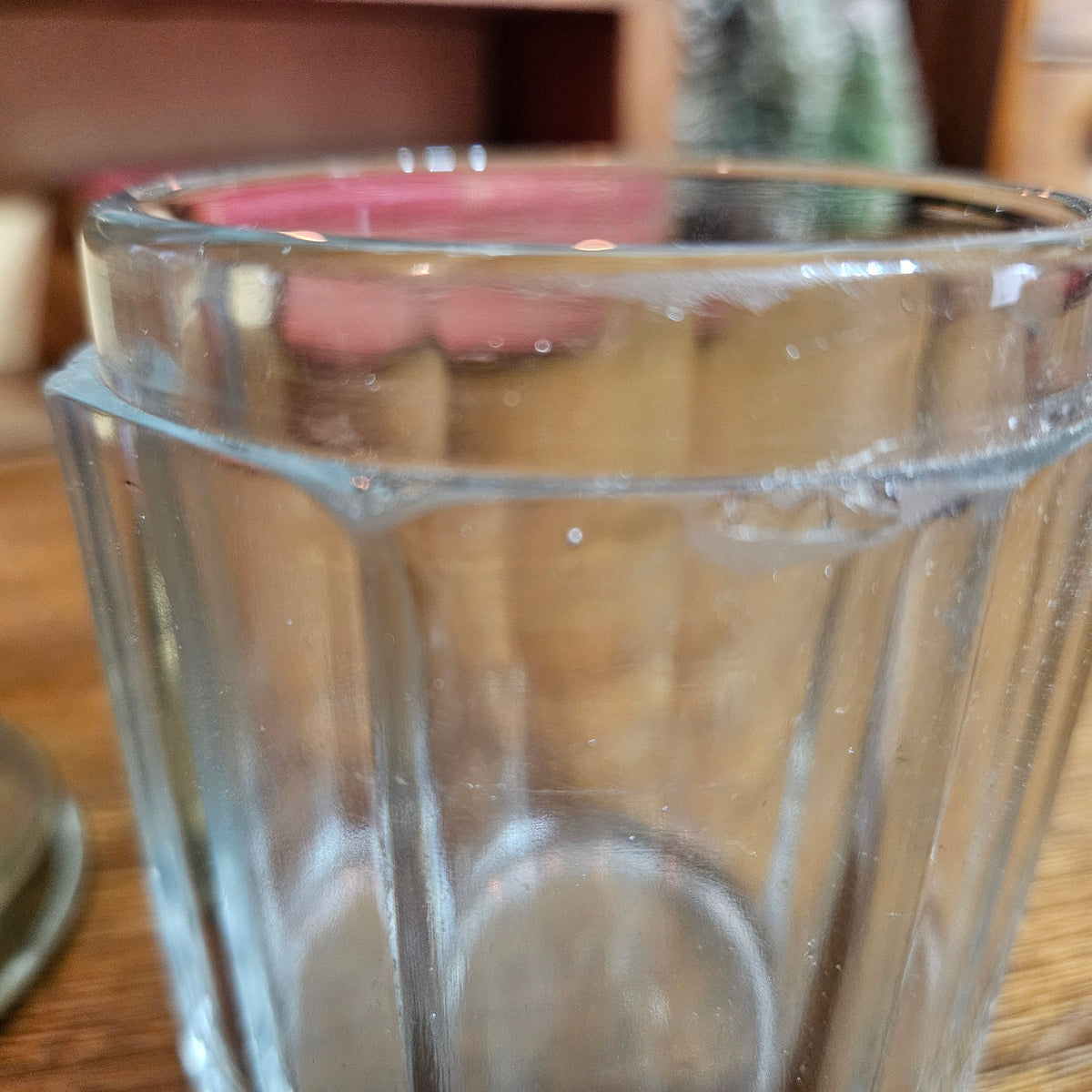 Faceted Glass Storage Jar with Metal Lid