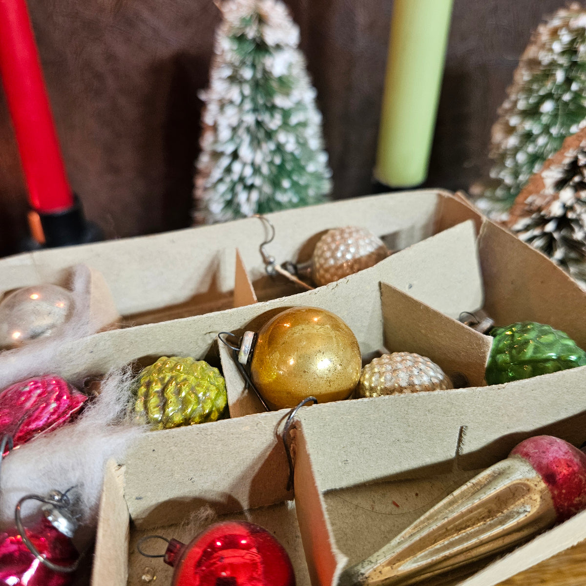 Miniature Mercury Glass Christmas Ornaments Lot Approx 24