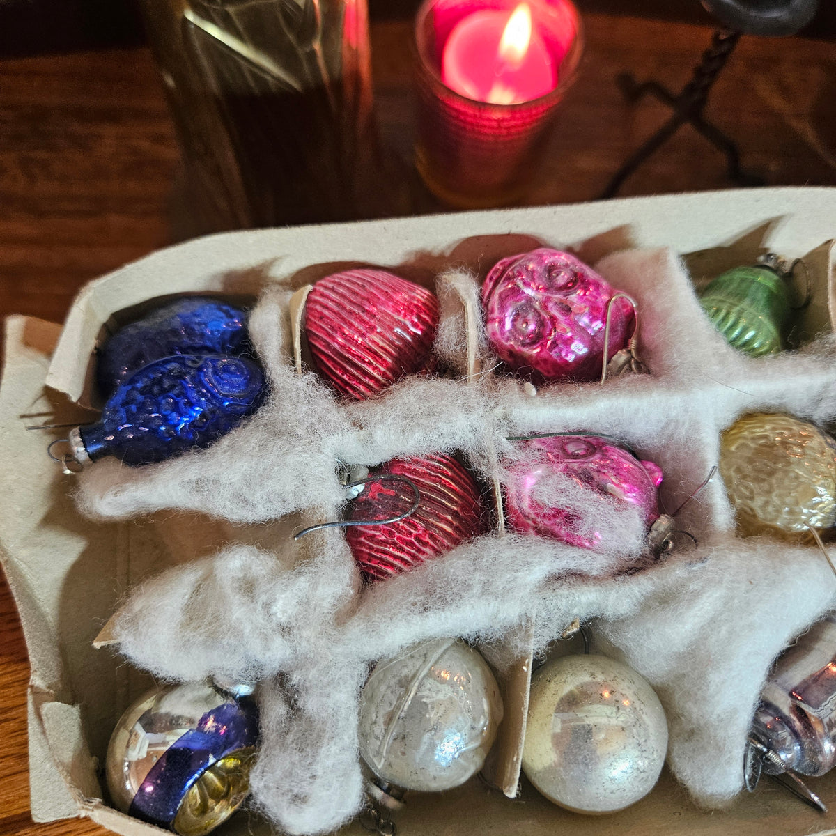 Miniature Mercury Glass Christmas Ornaments Lot Approx 24