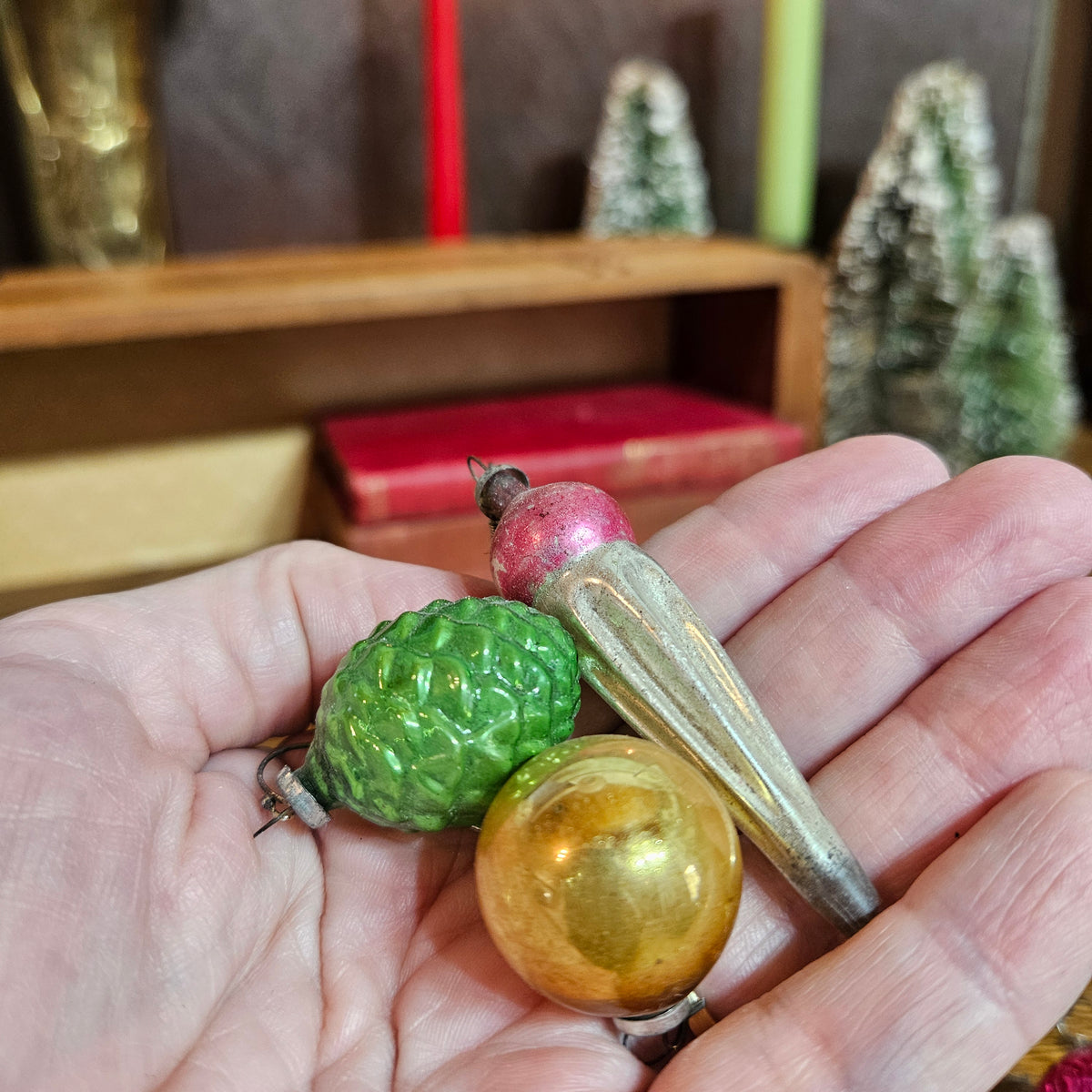Miniature Mercury Glass Christmas Ornaments Lot Approx 24