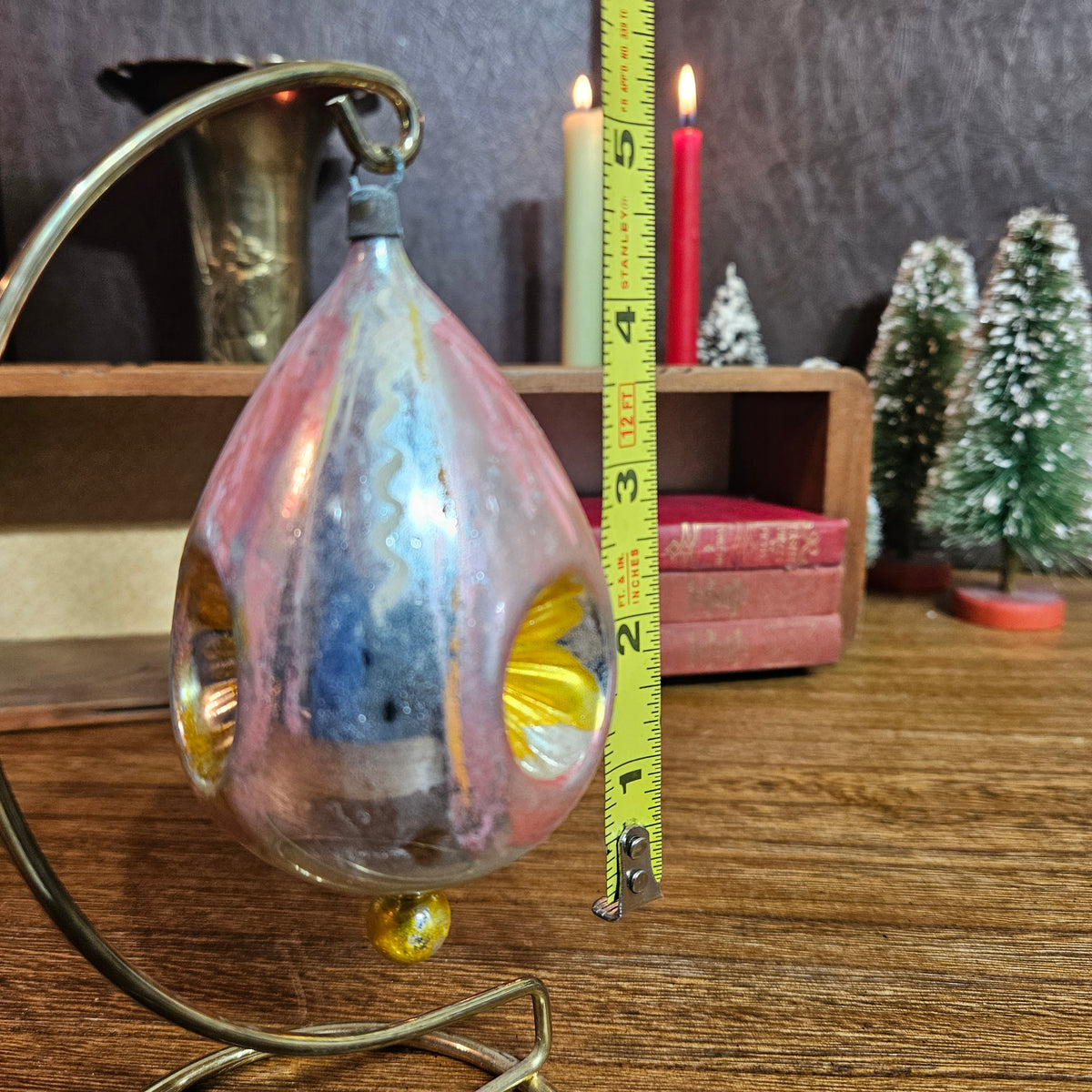 Set of 3 Vintage Reflector Glass Christmas Ornaments