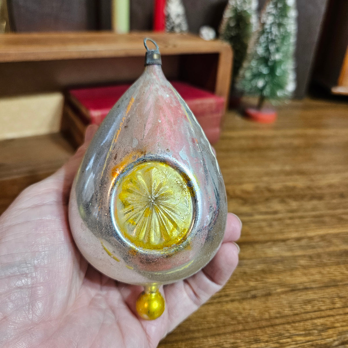 Set of 3 Vintage Reflector Glass Christmas Ornaments