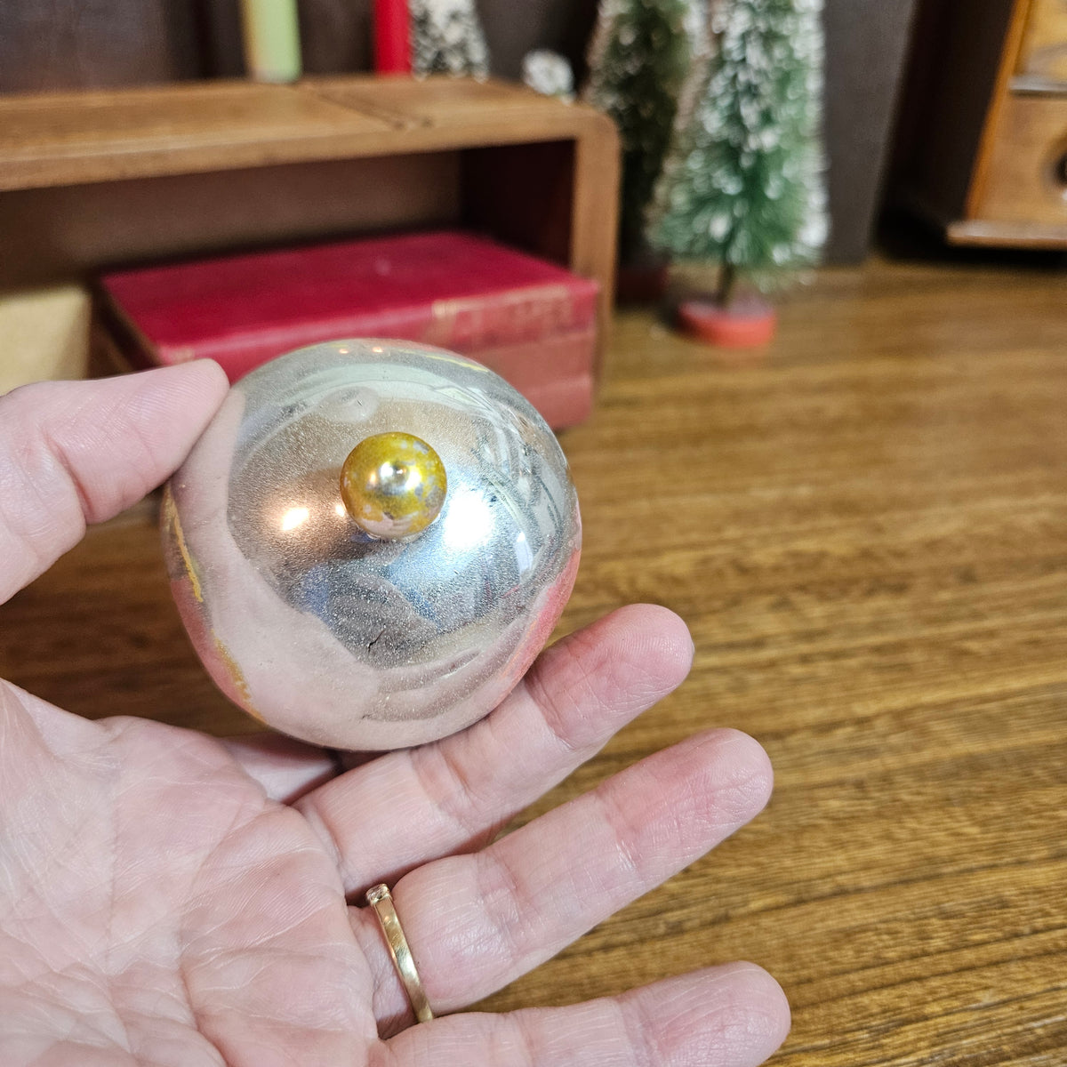Set of 3 Vintage Reflector Glass Christmas Ornaments